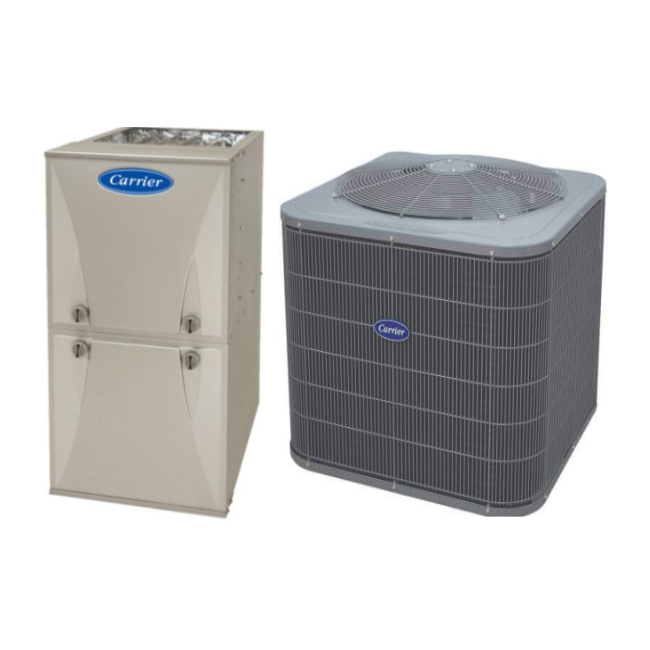 Carrier Comfort 3.0 ton 15 SEER2 1 Stg. AC w/80K 1 Stg. 96% VS Gas ...